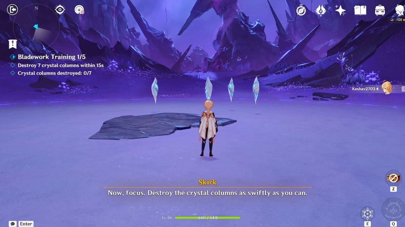Bladework Training 1 in Skirk's Story Quest (Image via HoYoverse)